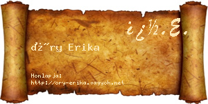 Őry Erika névjegykártya